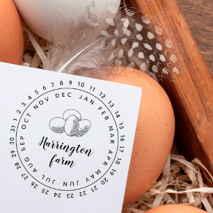 Niedliche Vintage, handgezeichnet Eier Runde Famil Gummistempel
