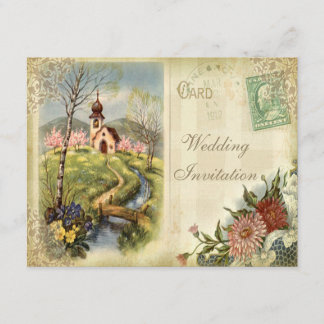 Niedliche Vintage Hochzeitseinladung Einladung