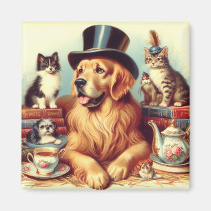 Niedliche Vintage Hundemalerei Magnet