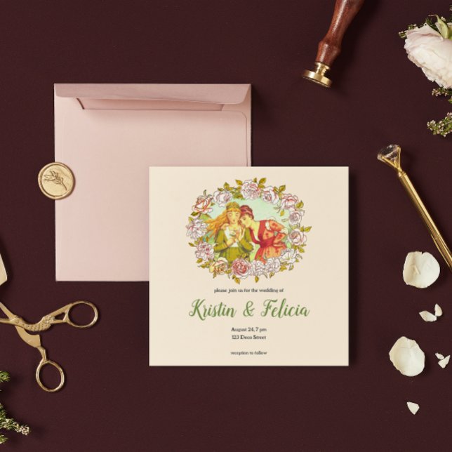 Niedliche Vintage Jugendstil-LGBTQ 2 Brides Weddin (Von Creator hochgeladen)