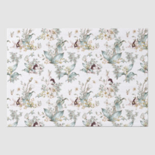 Niedliche Vintage Kaninchen Blumendekoupage Seidenpapier