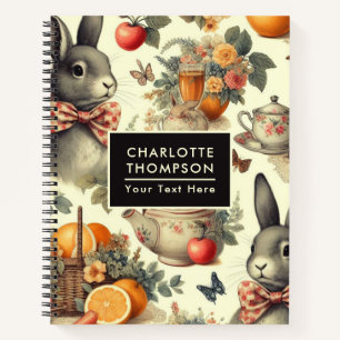 Niedliche Vintage Kaninchenmalerei Notizbuch