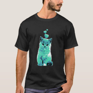 Niedliche Vintage Katze mit Herz Retro 3 T-Shirt