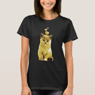 Niedliche Vintage Katze mit Herz Retro Design T-Shirt
