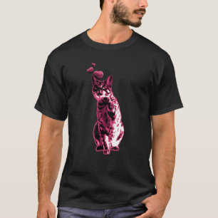 Niedliche Vintage Katze mit Herz Retro Rosa 10 T-Shirt