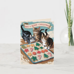 Niedliche Vintage Katzen backen Weihnachten Karte