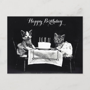 Niedliche Vintage Katzen Geburtstag Postkarte