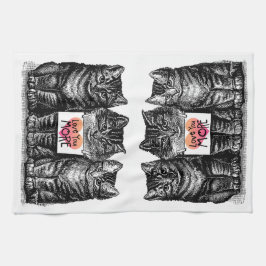 Niedliche Vintage Katzen "Liebe Sie mehr" weißes Geschirrtuch
