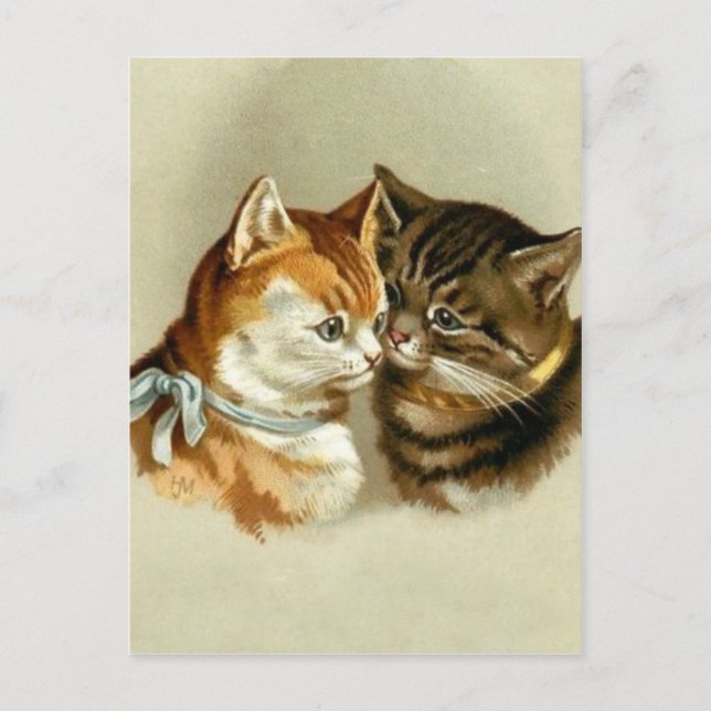 Niedliche Vintage Katzen Postkarte (Vorderseite)