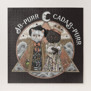 Niedliche Vintage Kernkatzenhexen Halloween Puzzle