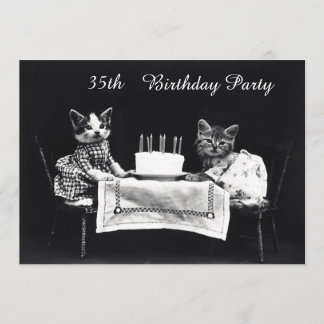 Niedliche Vintage Kittens 35. Geburtstagsparty Einladung