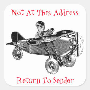 Niedliche Vintage Luft-Flugzeug-Rückkehr zum Quadratischer Aufkleber