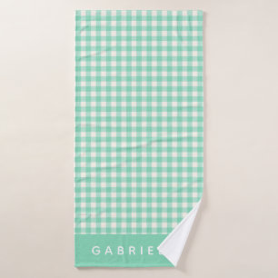 Niedliche Vintage Minze Green Gingham Kariert Pers Badehandtuch
