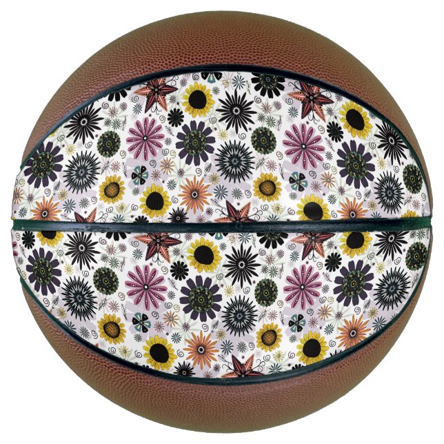 Niedliche Vintage nahtlose Blume Basketball (Vorderseite)
