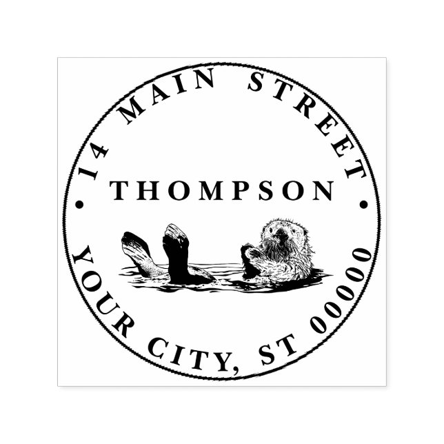 Niedliche Vintage Otter Schwimmbad Rücksendeadress Permastempel (Design)
