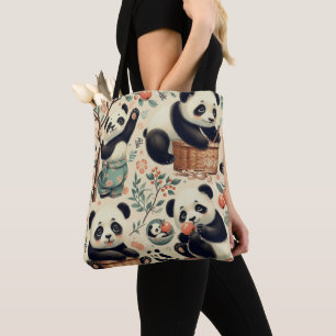 Niedliche Vintage Panda Nahtlose Malerei