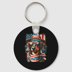 Niedliche Vintage patrotische Dackel Dog Retro 4. Schlüsselanhänger