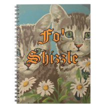 Niedliche Vintage PBN Cats and Daisies Notebook Fu