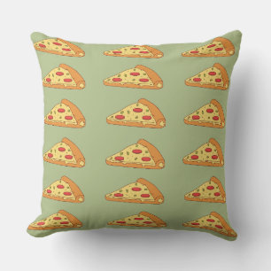 Niedliche Vintage Peperoni Pizza grün und orange Kissen