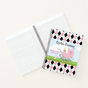 Niedliche Vintage Pink-Baby-Tragetusche Notizbuch