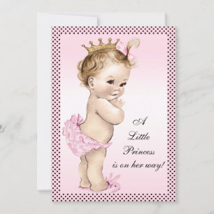 Niedliche Vintage Princess Babydusche Einladung