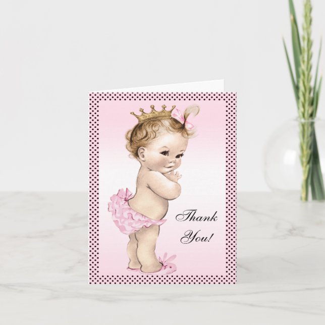 Niedliche Vintage Prinzessin Vielen Dank Dankeskarte (Vorderseite)