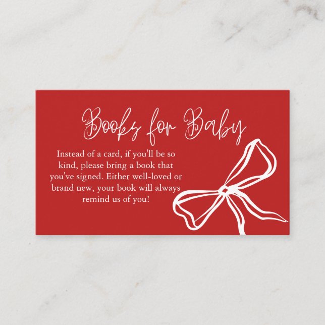 Niedliche Vintage Red Bow Books für Baby Begleitkarte (Vorderseite)