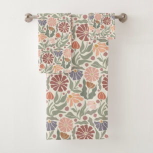 Niedliche Vintage Retro-Blume Badetuch Set