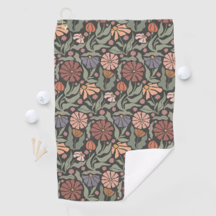 Niedliche Vintage Retro-Blume Golfhandtuch