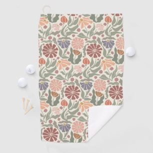 Niedliche Vintage Retro-Blume Golfhandtuch