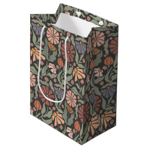 Niedliche Vintage Retro-Blume Mittlere Geschenktüt Geschenktüte