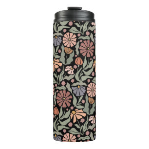 Niedliche Vintage Retro-Blume Thermischer Tumbler Thermosbecher