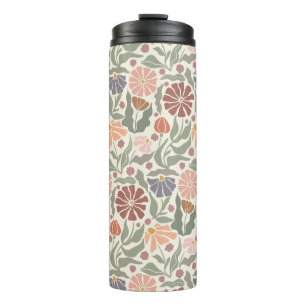 Niedliche Vintage Retro-Blume Thermischer Tumbler Thermosbecher