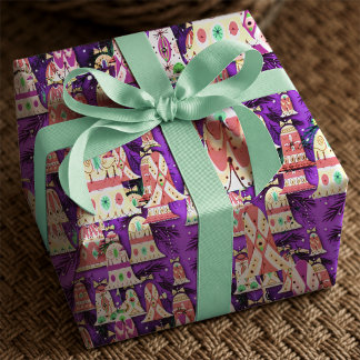 Niedliche Vintage Retro-farbene Glocken Weihnachte Geschenkpapier