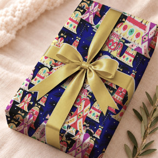 Niedliche Vintage Retro-farbene Glocken Weihnachts Geschenkpapier
