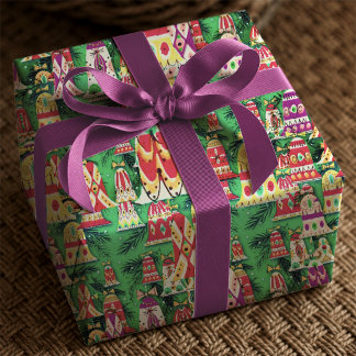 Niedliche Vintage Retro-farbene Glocken Weihnachts Geschenkpapier