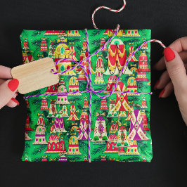 Niedliche Vintage Retro-farbene Glocken Weihnachts Geschenkpapier