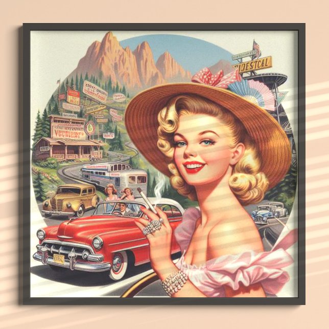 Niedliche Vintage Retro Girl-Malerei Poster (Von Creator hochgeladen)
