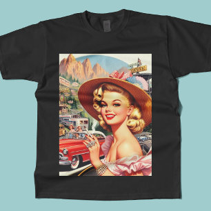 Niedliche Vintage Retro Girl-Malerei T-Shirt