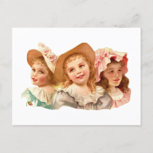 Niedliche Vintage Retro Girls Postkarte