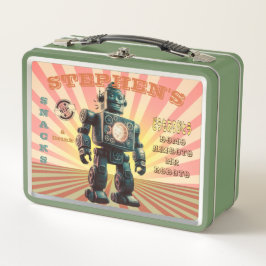 Niedliche Vintage Robot Custom Metal Lunchbox
