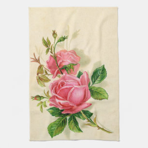 niedliche Vintage rosa Rosen Handtuch