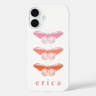 Niedliche Vintage Rosa Schmetterlingsdarstellung iPhone 16 Hülle