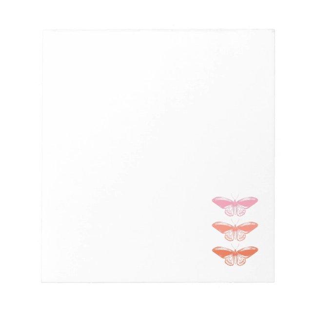 Niedliche Vintage Rosa Schmetterlingsdarstellung Notizblock (Vorderseite)