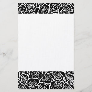 Niedliche Vintage Schwarz-Weiß-Rosen Briefpapier