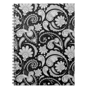 Niedliche Vintage Schwarz-weiße Paisley-Muster Notizblock