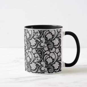 Niedliche Vintage Schwarz-weiße Paisley-Muster Tasse