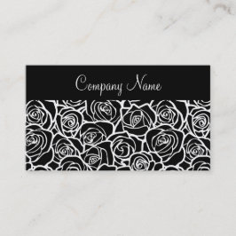 Niedliche Vintage Schwarzweiss-Rosen Visitenkarte