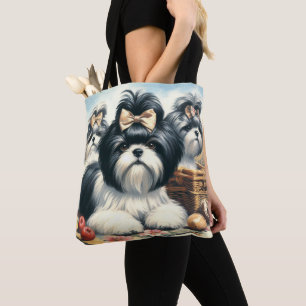 Niedliche Vintage Shih-Tzu-Malerei