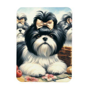 Niedliche Vintage Shih-Tzu-Malerei Magnet